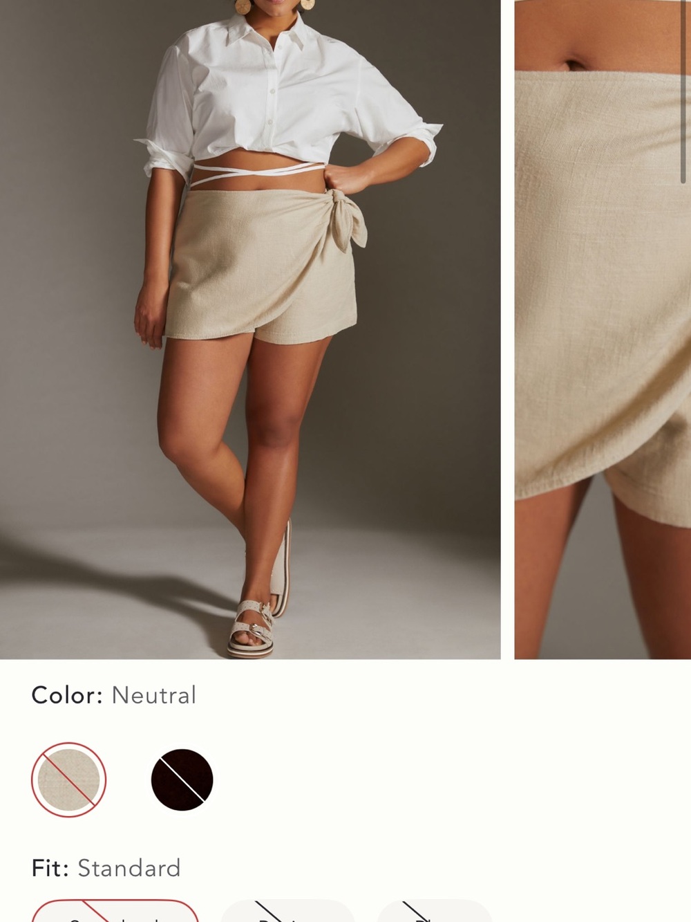 Anthropologie Neutral Wrap Skort with Side Tie